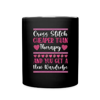 Point de broderie amusant au point de croix - Mug uni - noir - Devant