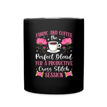 Aiguille à broder au point de croix, points amusants - Mug uni - noir - Devant