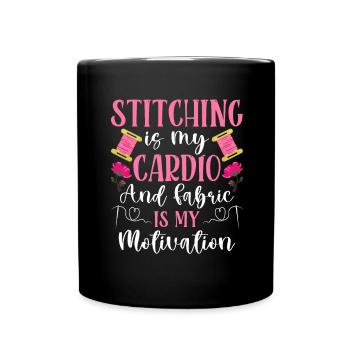 Cross Stitcher Stickerei Nadel Lustige Stiche - Tasse einfarbig - Schwarz - Vorne
