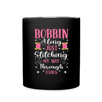 Cross Stitcher Stickerei Nadel Lustige Stiche - Tasse einfarbig - Schwarz - Vorne