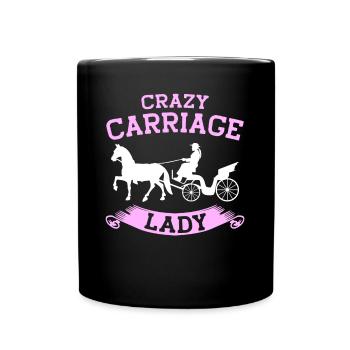 Horse Carriage Lady Coachman - Full Colour Mug - black - Front