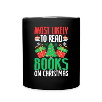 Le plus susceptible de lire un livre sur Noël drôle - Mug uni - noir - Devant