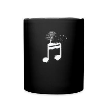 Musical Notes with Tree and Birds Music - Full Colour Mug - black - Front