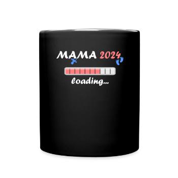 Mama 2024 Loading Schwangerschaft Bekanntgabe Baby - Tasse einfarbig - Schwarz - Vorne