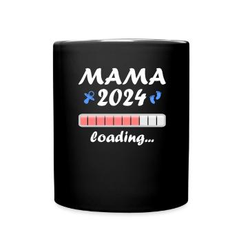 Mama 2024 Loading Schwangerschaft Bekanntgabe Baby - Tasse einfarbig - Schwarz - Vorne