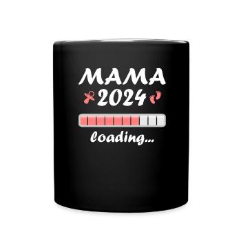 Mama 2024 Loading Schwangerschaft Bekanntgabe Baby - Tasse einfarbig - Schwarz - Vorne