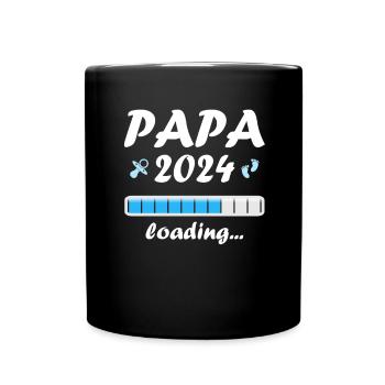 Papa 2024 Loading Vaterschaft Vater Werden Dad - Tasse einfarbig - Schwarz - Vorne