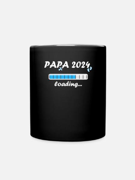 Papa 2024 Loading Vaterschaft Vater Werden Dad - Tasse einfarbig - Schwarz
