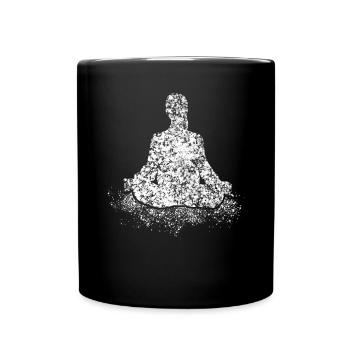 Meditation in Rain Meditating Yoga - Full Colour Mug - black - Front
