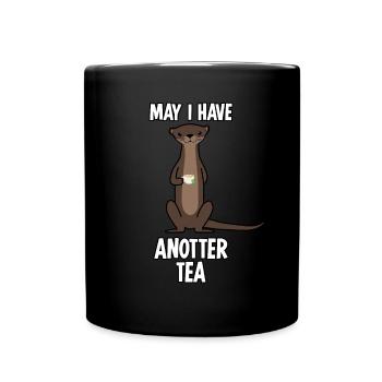Otter with Tea Cup and Tea Bag - Full Colour Mug - black - Front