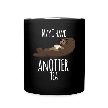 Otter with Tea Cup Tea Bag - Full Colour Mug - black - Front