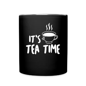 Tea Cup Tea Bag Teapot - Full Colour Mug - black - Front