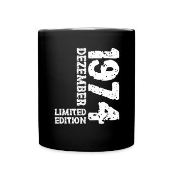 1974 Dezember Limited Edition 49. Geburtstag Deko - Tasse einfarbig - Schwarz - Vorne