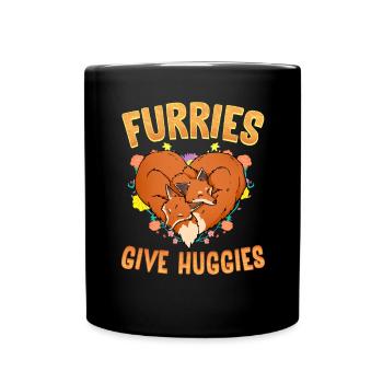 Furries give Huggies I Furry Fandom I Cosplay - Full Colour Mug - black - Front