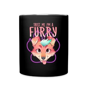 Trust me I'm a Furry I Furries Cosplay Fandom - Full Colour Mug - black - Front