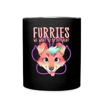 Furries we want to be different I Furries Fandom - Full Colour Mug - black - Front