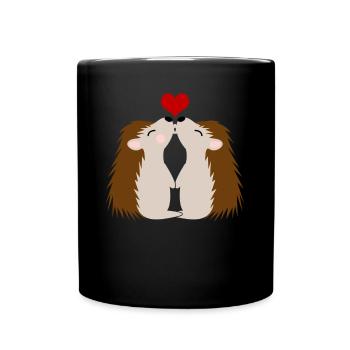 Hedgehog Kissing Hedgehogs - Tasse einfarbig - Schwarz - Vorne
