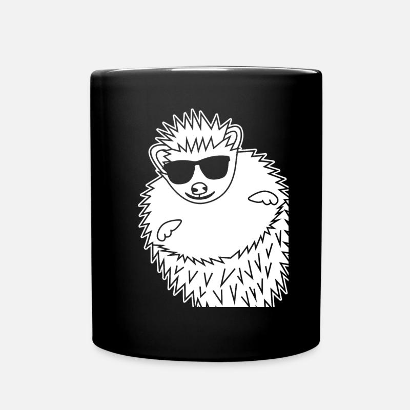 Hedgehog with Sunglasses Hedgehogs - Full Colour Mug - black