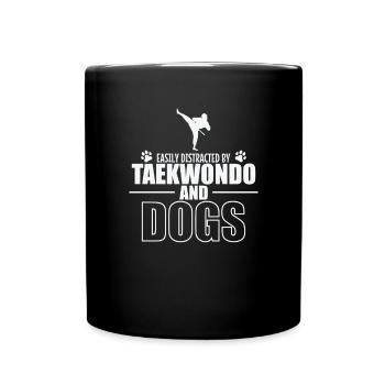 Easily Distracted by Taekwondo and Dogs - Full Colour Mug - black - Front