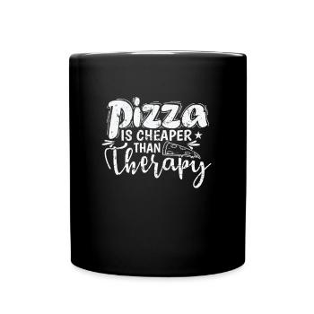 Pizza is cheaper than Therapy Salami - Tasse einfarbig - Schwarz - Vorne