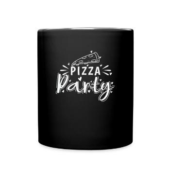 Pizza Party italienisch und Käse - Tasse einfarbig - Schwarz - Vorne