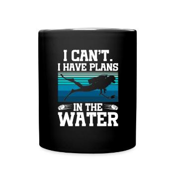 "I can't make plans in the water" Underwater Hockey - Full Colour Mug - black - Front
