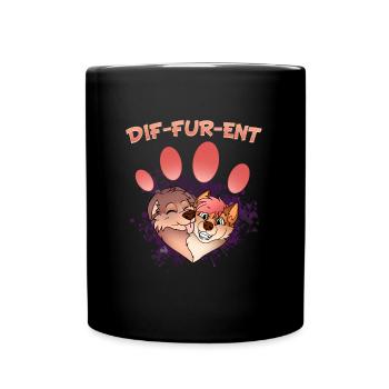 Dif-Fur-Ent I Furry Fandom I Furries Cosplay - Full Colour Mug - black - Front