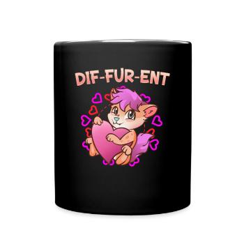Dif-Fur-Ent I Furry Fandom I Furries Cosplay - Full Colour Mug - black - Front
