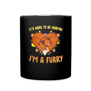 It's hard to be normal I'm a Furry I Cosplay - Full Colour Mug - black - Front