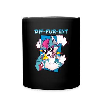 Dif-Fur-Ent I Furry Fandom I Furries Cosplay - Full Colour Mug - black - Front