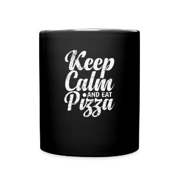 Gardez votre calme et mangez de la pizza italienne - Mug uni - noir - Devant