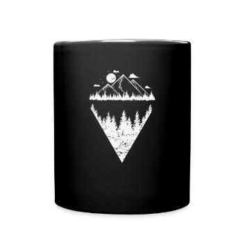Berge bei Nacht zum Wandern Outdoor Hobby - Tasse einfarbig - Schwarz - Vorne