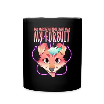 Only wearing this since I can't wear my fursuit - Full Colour Mug - black - Front