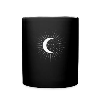 Moon, Pattern, Night Sky, Night - Full Colour Mug - black - Front