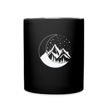 Mountains and Moon Night Sky Orb - Full Colour Mug - black - Front