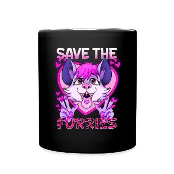 Save the Furries I Furry Fandom Anime Cosplay - Full Colour Mug - black - Front