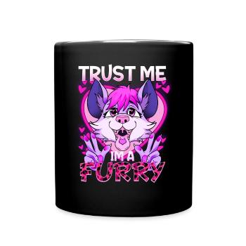 Trust me I'm a Furry I Furries Cosplay Fandom - Full Colour Mug - black - Front