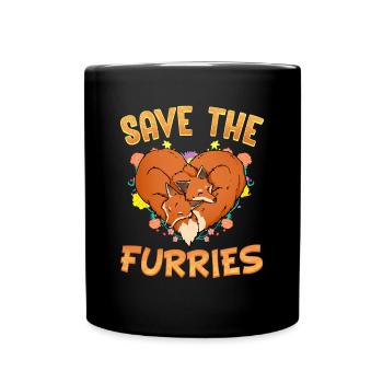 Save the Furries I Furry Fandom Anime Cosplay - Full Colour Mug - black - Front