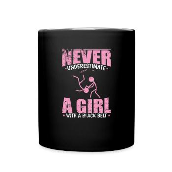 Never underestimate a Black Belt Girl Aikido - Tasse einfarbig - Schwarz - Vorne