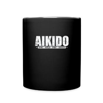 Aikido Sport Health Spirit Success Kampfkunst - Tasse einfarbig - Schwarz - Vorne