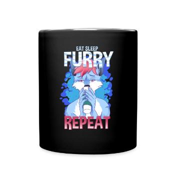 Eat Sleep Furry Repeat I Furries Fandom Cosplay - Tasse einfarbig - Schwarz - Vorne