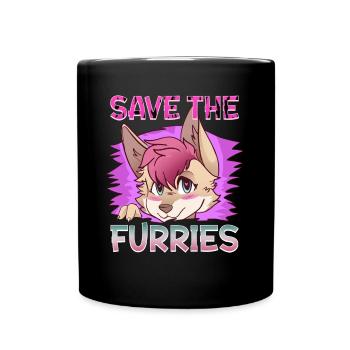 Save the Furries I Furry Fandom Anime Cosplay - Tasse einfarbig - Schwarz - Vorne