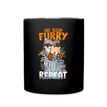 Eat Sleep Furry Repeat I Furries Fandom Cosplay - Full Colour Mug - black - Front