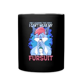 Only wearing this since I can't wear my fursuit - Full Colour Mug - black - Front