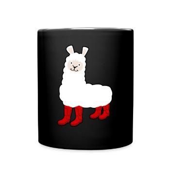 Alpaca with Red Rain Boots - Full Colour Mug - black - Front