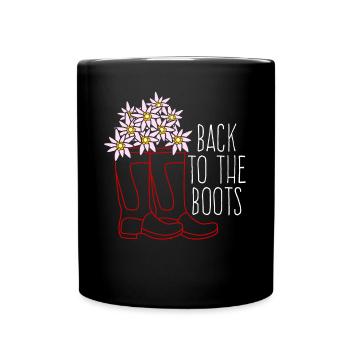 Red Rain Boots and Flowers - Full Colour Mug - black - Front