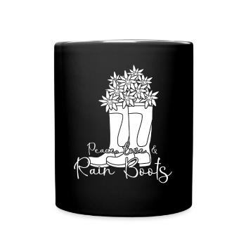 Rain Boots with Flowers - Full Colour Mug - black - Front