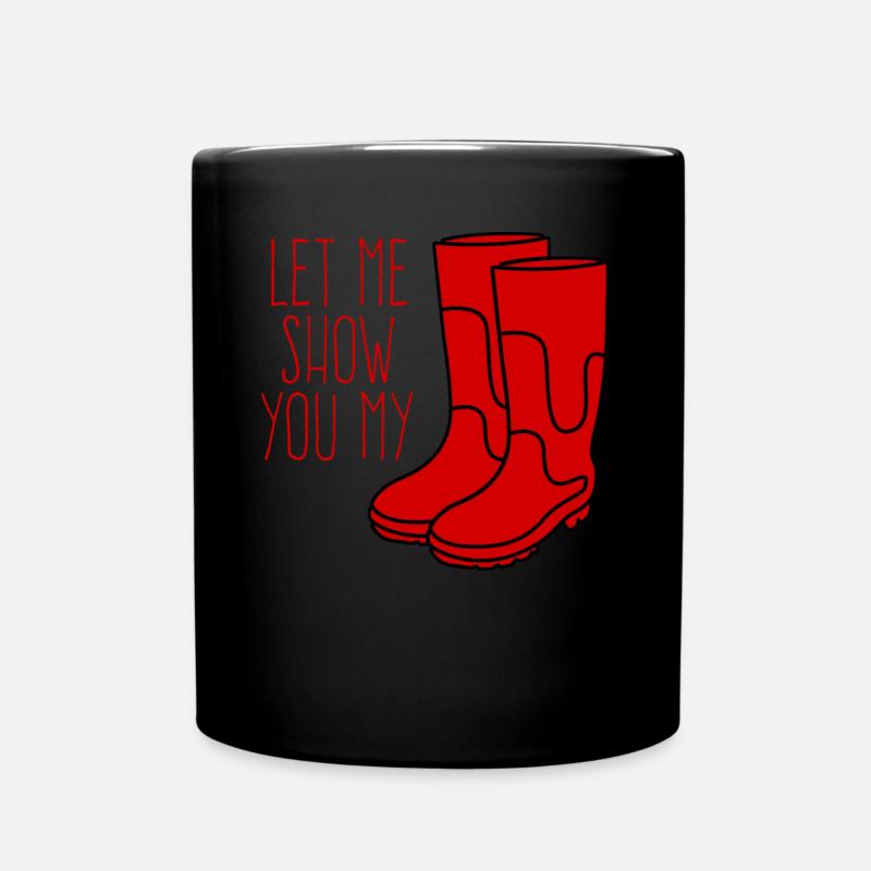 Bottes rouges Bottes en caoutchouc - Mug uni - noir