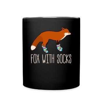 Fox with Winter Socks Sock Wool Socks - Tasse einfarbig - Schwarz - Vorne