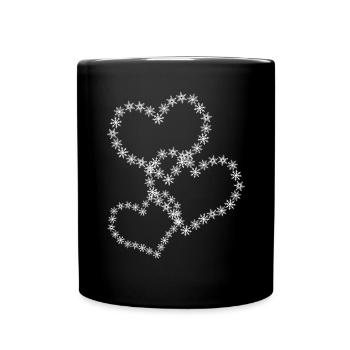 Coeurs de neige Flocon de neige Flocons de neige - Mug uni - noir - Devant